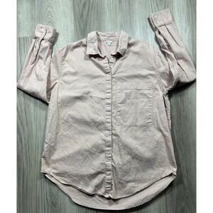 Aerie Womens Small Pink Cotton Twill Button Down Shirt Long Sleeve Oversized S